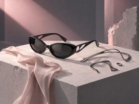 선글라스와 분리된 금속 프레임 곡선으로 해체적 디자인을 표현한 AI 일러스트